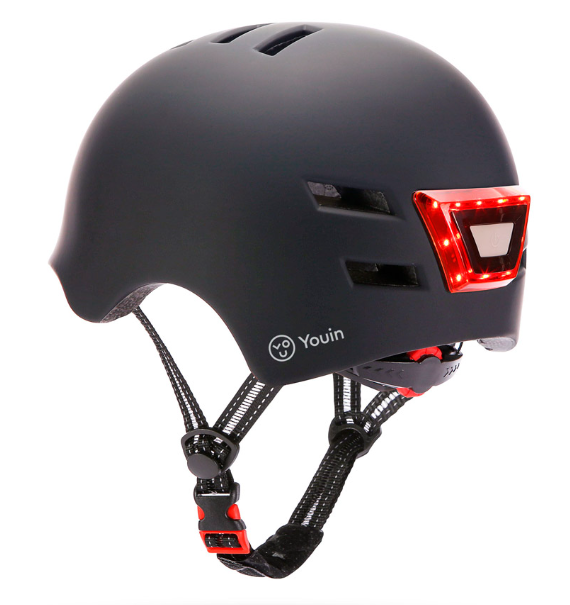 CASCO YOUIN MA1010 LUZ FRONTAL Y TRASERA NEGRO M